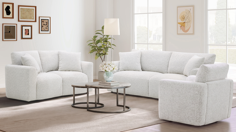 Waverly 40.55” Contemporary Fabric Swivel Chair with Removable Back Cushion – Linen