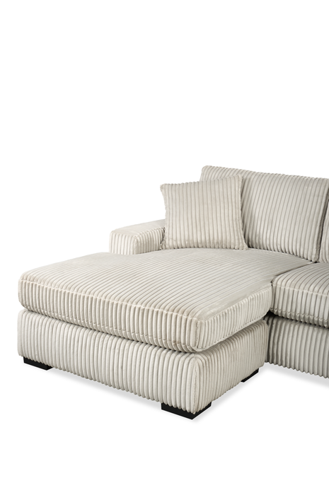 Willow 2-Piece Fabric Sectional with Removable Cushions and Chaise Ottoman – Sand