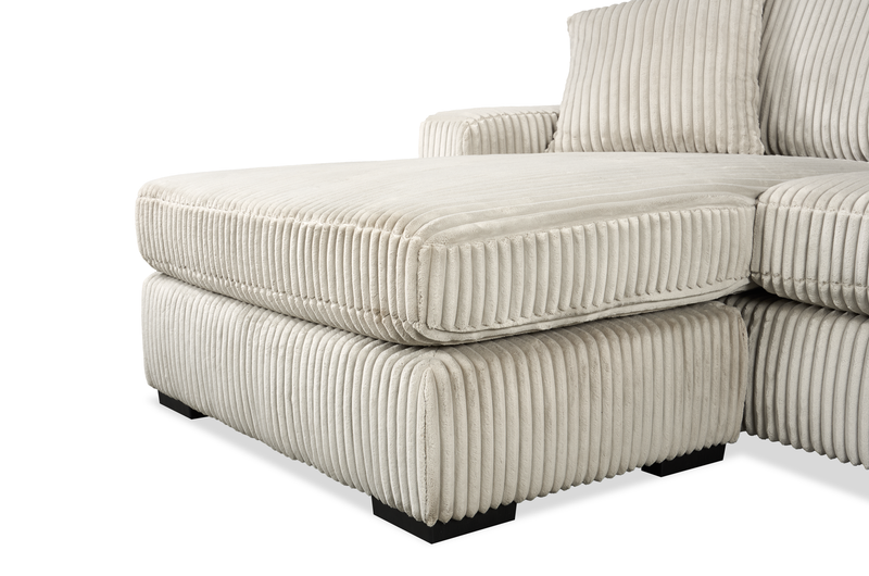 Willow 2-Piece Fabric Sectional with Removable Cushions and Chaise Ottoman – Sand