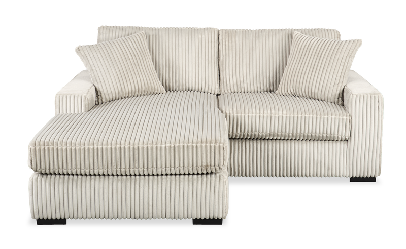 Willow 2-Piece Fabric Sectional with Removable Cushions and Chaise Ottoman – Sand