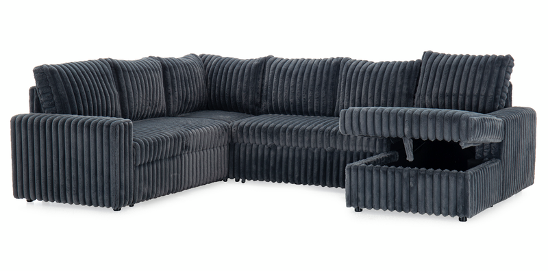 Winston 3-Piece Right-Facing Fabric Sleeper Sectional with Storage Chaise – Slate