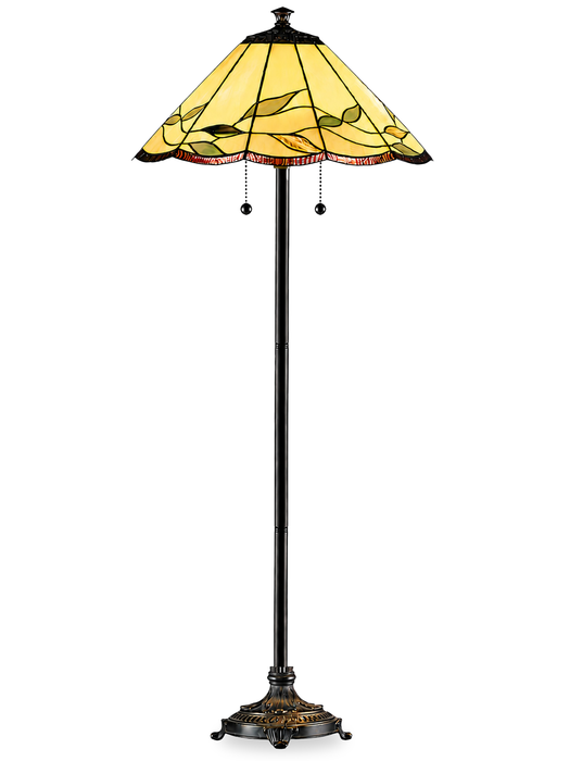 Wisteria 18\" Fallhouse Tiffany Floor Lamp with Amber Shade – Antique Bronze
