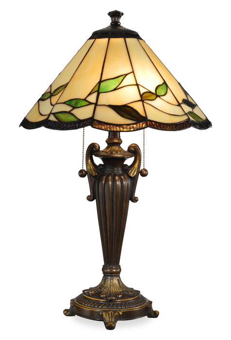 Wisteria 16\" Fallhouse Tiffany Table Lamp with Amber Shade – Antique Bronze 