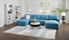 Voyage Modular 4-Piece U-Shaped Fabric Sectional with Removable Back Cushions – Blue | Sofa sectionnel modulaire en forme de U Voyage 4 pièces en tissu avec coussins de dossier amovibles - bleu
