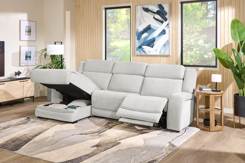 Shaquille O’Neal Home Legacy 3-Piece Left-Facing Power Reclining Sectional with Shaq-o-pedic Comfort - Grey 