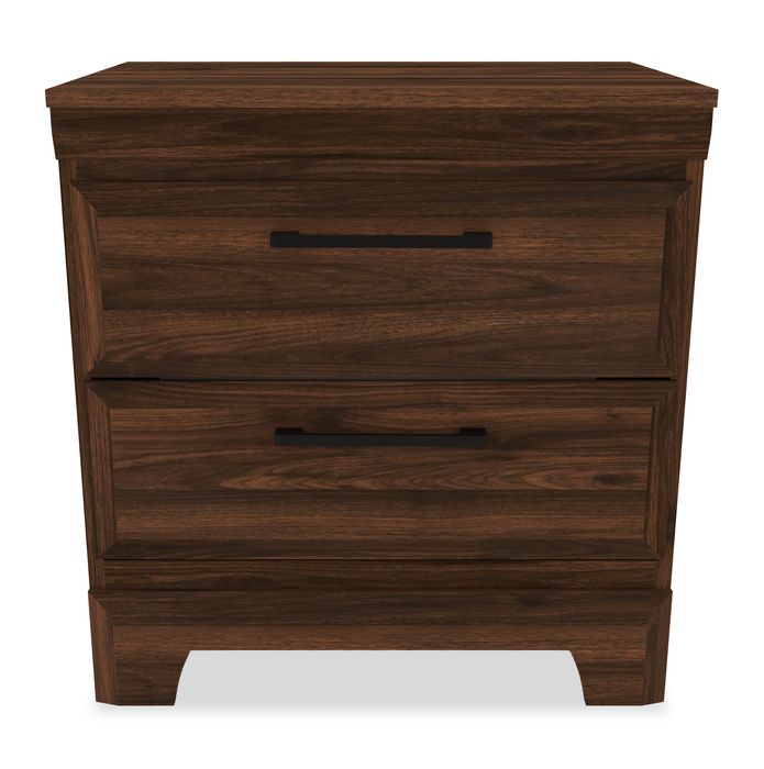 Yorkdale 6pc Set,12-Drawer Bed, Dresser, Mirror & Nightstand, Walnut Brown - Queen Size