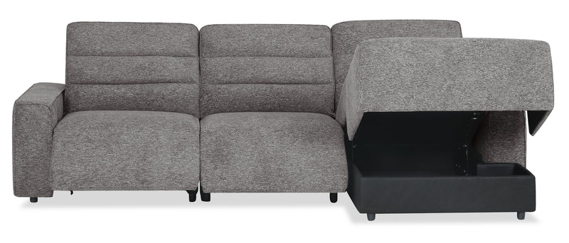 Shaquille O’Neal Home Prestige 3-Piece Right-Facing Sectional with Power Reclining – Grey