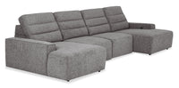 Shaquille O’Neal Home Prestige 4-Piece Sectional with Power Sliding and Storage Chaise – Grey