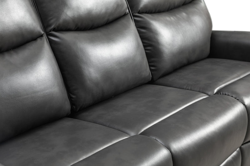Quest 82.5\" Leather-Look Fabric Power Reclining Sofa - Grey
