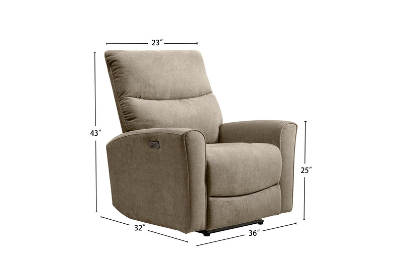 Quest 36.5\" Chenille Fabric Power Reclining Chair - Cobblestone