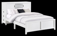 Quinn Platform Bed with Bookcase Headboard, Built-in Desk & Stool, White - Full Size 