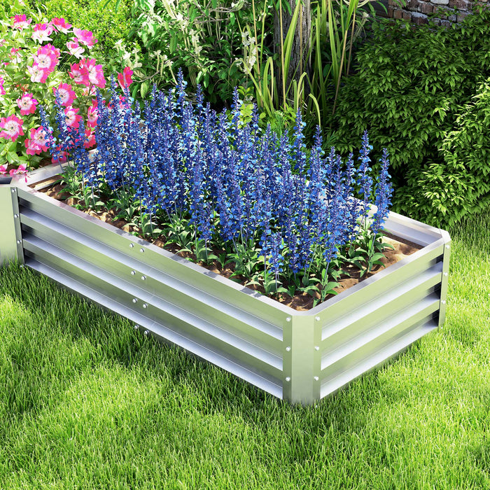 Outsunny Raised Garden Bed Set Of 5 Diy Large Steel Planters Box, Silver