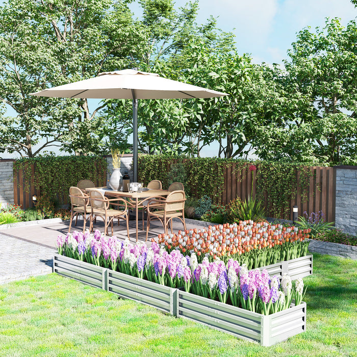 Outsunny Raised Garden Bed Set Of 5 Diy Large Steel Planters Box, Silver