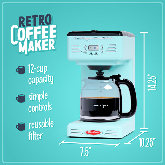 Nostalgia Retro 12-Cup Programmable Aqua Coffee Maker - RCOF12AQ