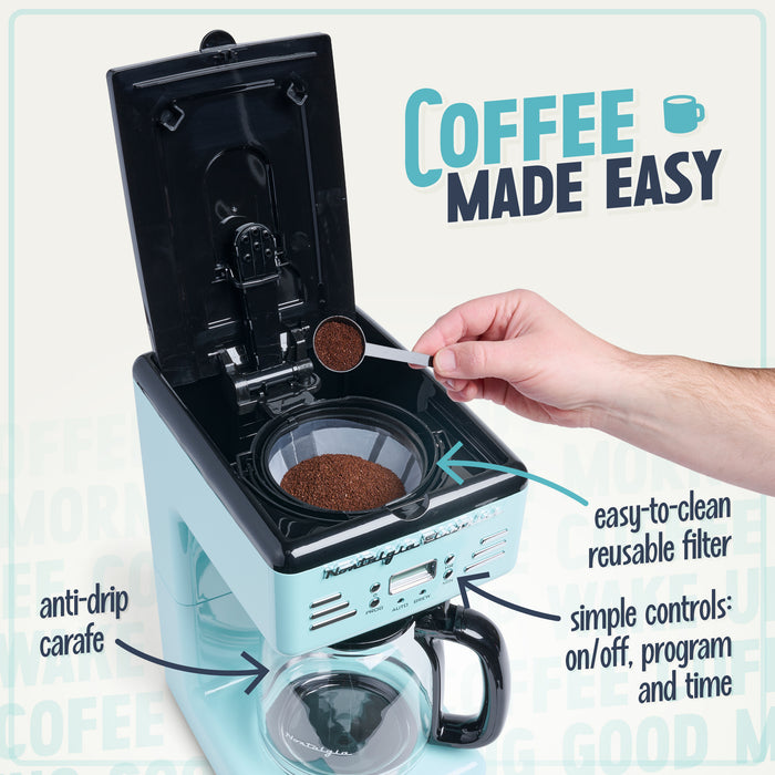 Nostalgia Retro 12-Cup Programmable Aqua Coffee Maker - RCOF12AQ