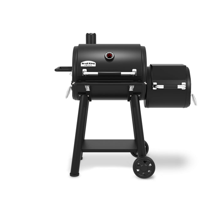 Broil King Regal Charcoal Offset 400 Charcoal Grill and Offset Smoker in Black