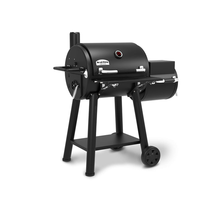 Broil King Regal Charcoal Offset 400 Charcoal Grill and Offset Smoker in Black