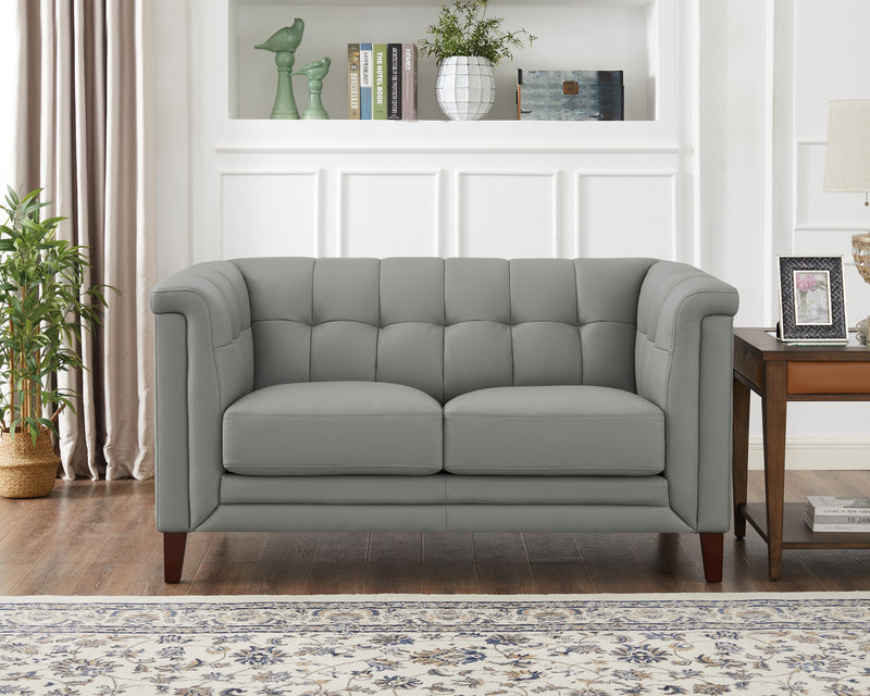 Hydeline Bodie Leather Loveseat - Grey