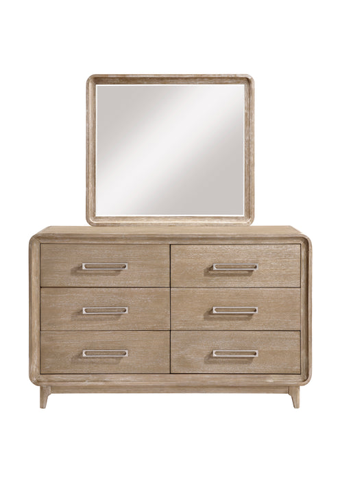 Sasha Bedroom 6-Drawer Dresser, 62\"W x 38\"H - Natural Oak Brown