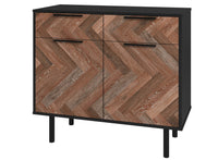 Manhattan Comfort Mid-Century Modern Liam Sideboard with 4 Shelves - Black & Brown