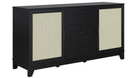 Manhattan Comfort Sheridan 59.05” Modern Cane Sideboard with Adjustable Shelves - Black