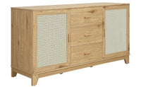 Manhattan Comfort Sheridan 59.05” Modern Cane Sideboard with Adjustable Shelves - Natural