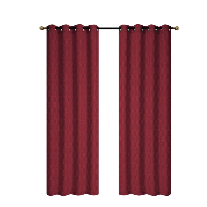 Jacquard Panel Tree Burgundy 96\" - Set of 2