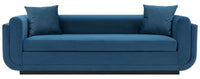 Manhattan Comfort Contemporary Edmonda Velvet Sofa with Pillows - Sapphire Blue