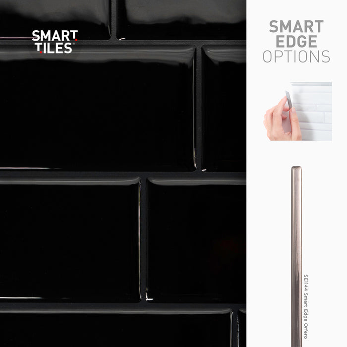 Smart Tiles Peel and Stick 4-Sheet 12 x 9 Backsplash - Metro Nero