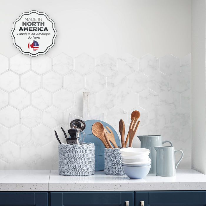 Smart Tiles Peel and Stick 4-Sheet 10 x 11 Backsplash - Hexa Yule