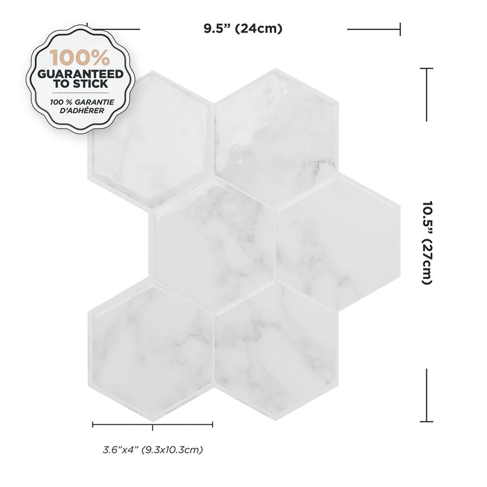 Smart Tiles Peel and Stick 4-Sheet 10 x 11 Backsplash - Hexa Yule
