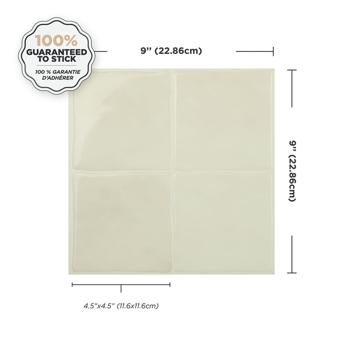 Smart Tiles Peel and Stick 4-Sheet 9 x 9 Backsplash - Zellige Oia