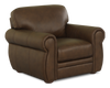 Porto 45\" Traditional Genuine Leather Accent Chair - Chocolate