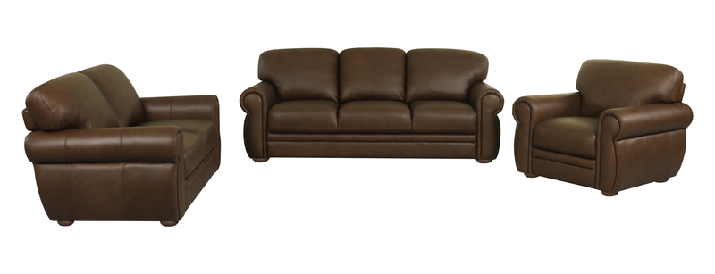 Porto 66\" Traditional Genuine Leather Loveseat - Chocolate