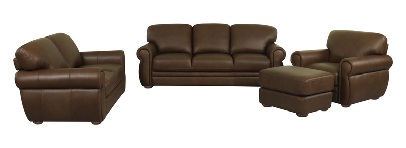 Porto 34\" Traditional Genuine Leather Ottoman – Chocolate