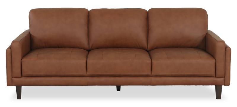 Venice 91\" Traditional Genuine Leather Sofa – Light Brown