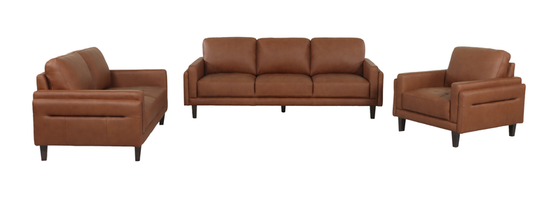 Venice 91\" Traditional Genuine Leather Sofa – Light Brown