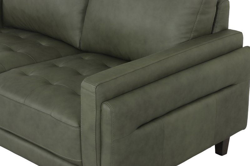 Venice 91\" Traditional Genuine Leather Sofa – Green
