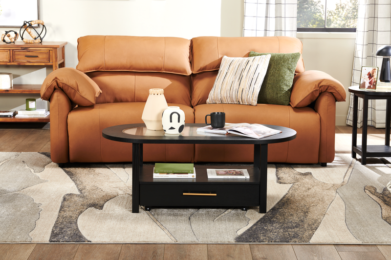 Momento 90\" Genuine Leather Power Reclining Sofa – Caramel