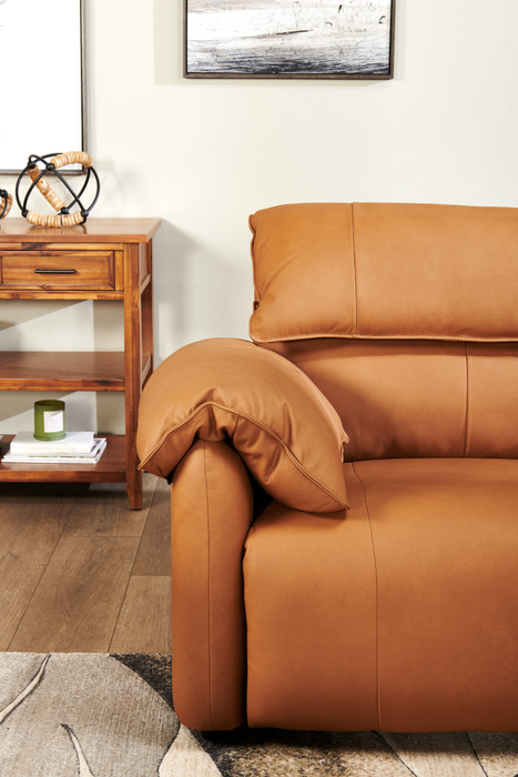 Momento 90\" Genuine Leather Power Reclining Sofa – Caramel