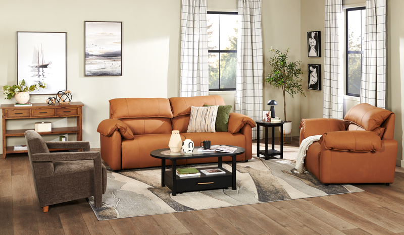 Momento 90\" Genuine Leather Power Reclining Sofa – Caramel