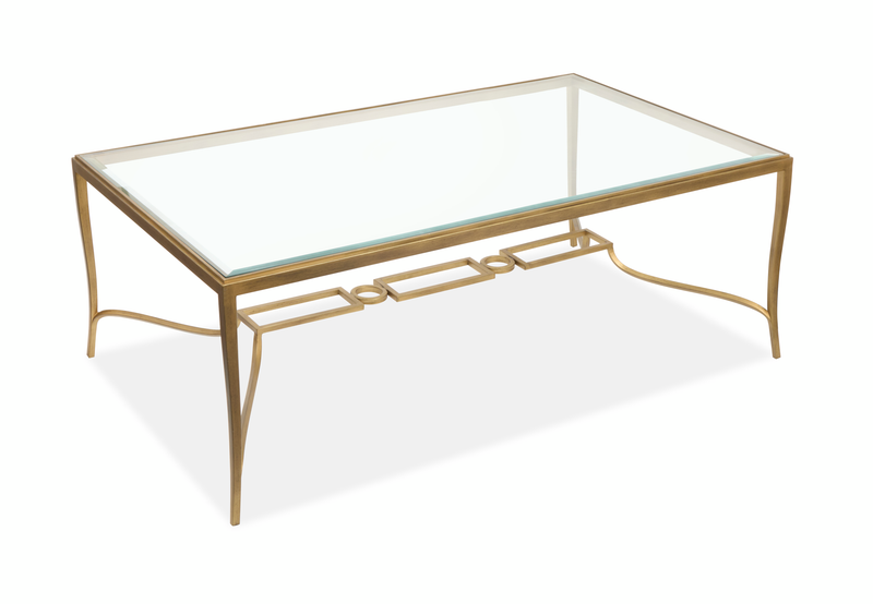 Avondale 50\" Glam Glass Coffee Table - Burnished Brass