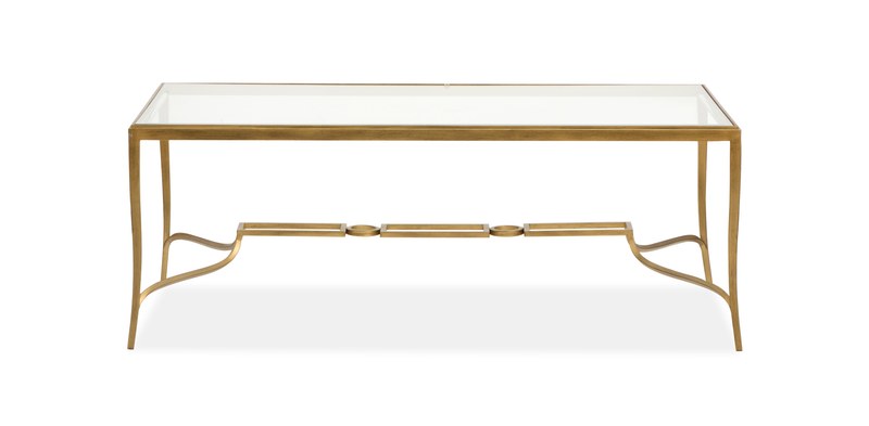 Avondale 50\" Glam Glass Coffee Table - Burnished Brass