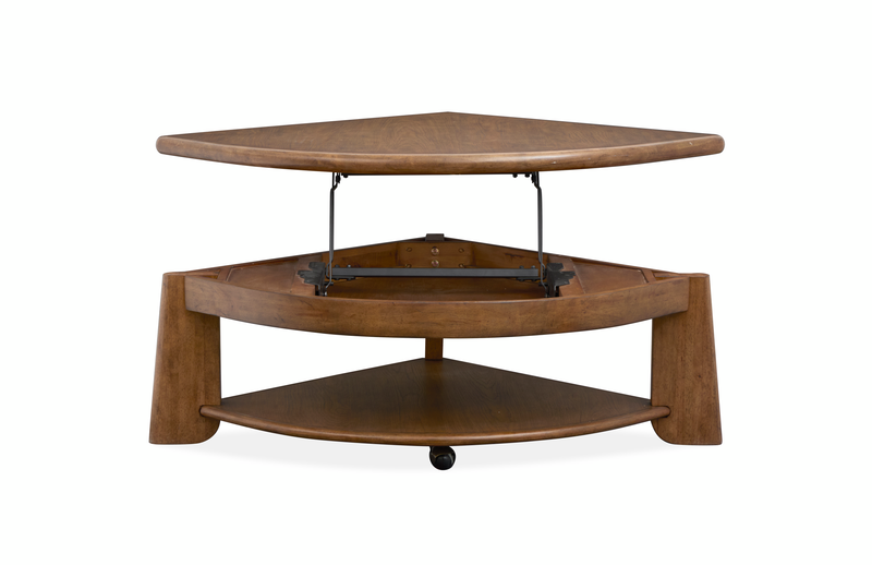 Baltic 38\" Contemporary Lift-Top Coffee Table with Shelf and Casters - Tawny Brown