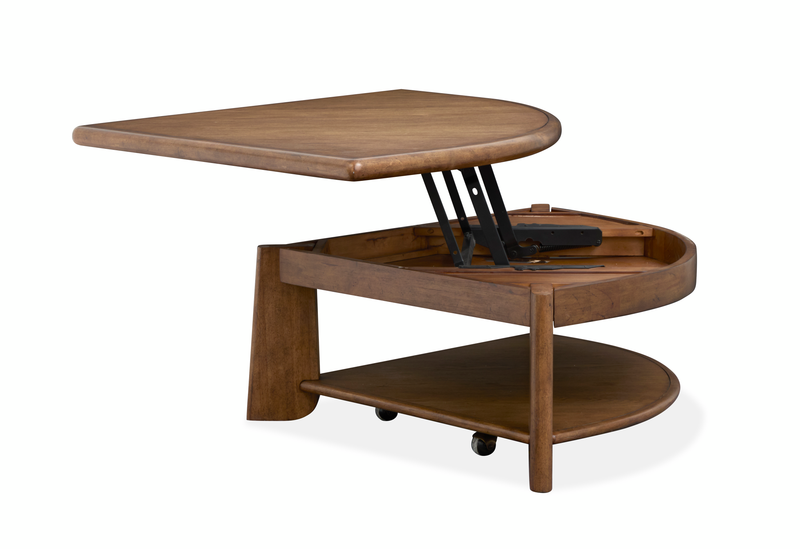 Baltic 38\" Contemporary Lift-Top Coffee Table with Shelf and Casters - Tawny Brown