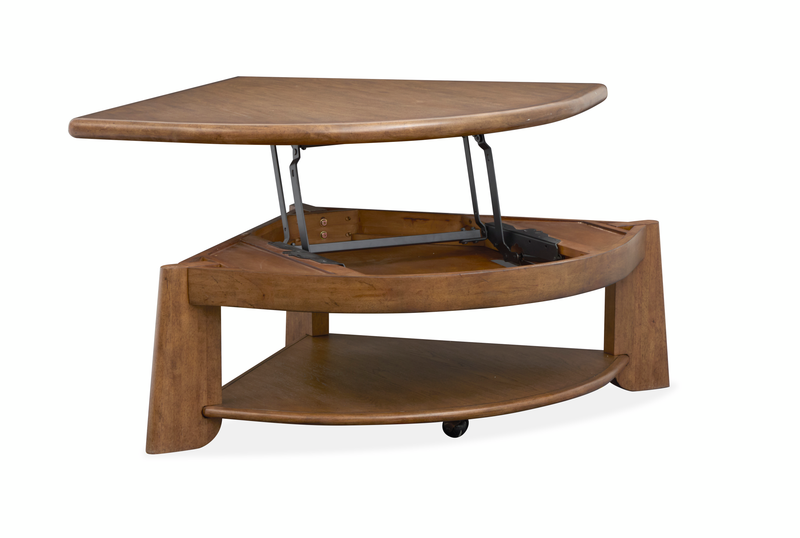 Baltic 38\" Contemporary Lift-Top Coffee Table with Shelf and Casters - Tawny Brown