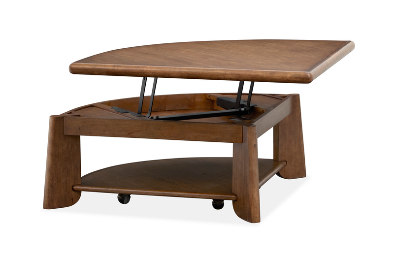Baltic 38\" Contemporary Lift-Top Coffee Table with Shelf and Casters - Tawny Brown