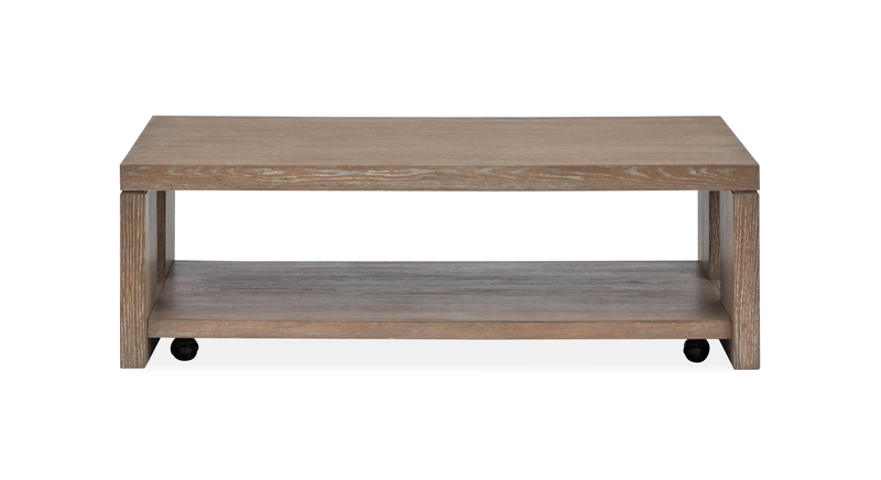 Bukley 50\" Eclectic Rectangular Wood Coffee Table with Bottom Shelf and Casters - Spiced 