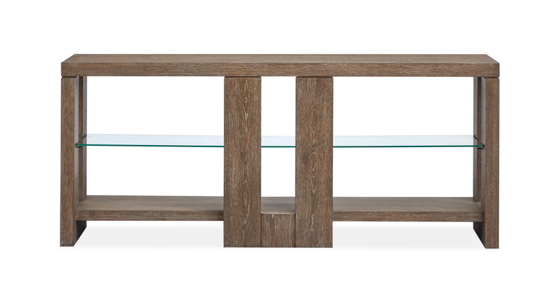 Bukley 64\" Eclectic Wood Sofa Table with Two Shelves - Spiced Brown
