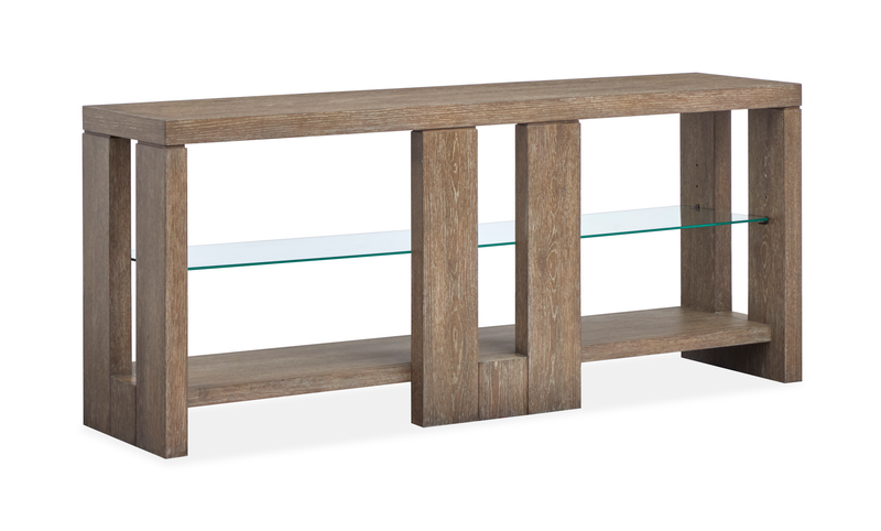 Bukley 64\" Eclectic Wood Sofa Table with Two Shelves - Spiced Brown